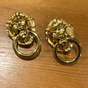Avon KJL Lion earrings clip on Kenneth jay lane